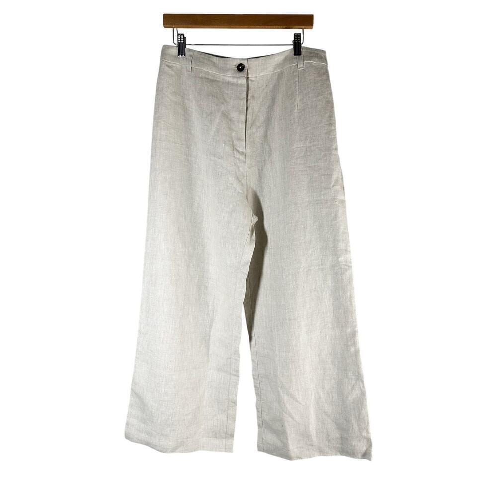 Reformation Tahiti Linen Pants Oatmeal Size 12 Cropped Neutral Minimalist